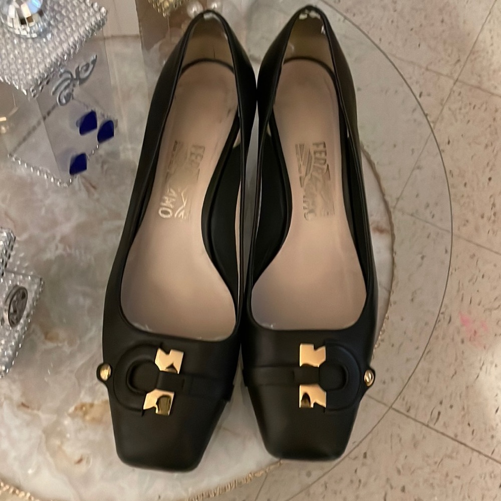 Black salvatore ferragamo heels